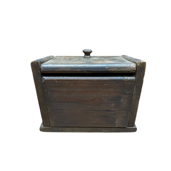 Vintage Wood Recipe Box With Rustic Kitchen Utensil Design - Picture 5 of 9